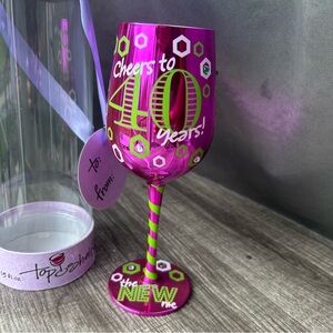 Top Shelf Cheers to 40 years wine glass